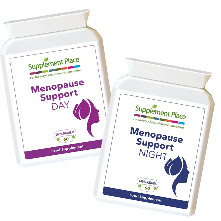 Menopause Day Capsules, Menopause Night Capsules Combo. 60, 120 or 240 capsules. Pot Image