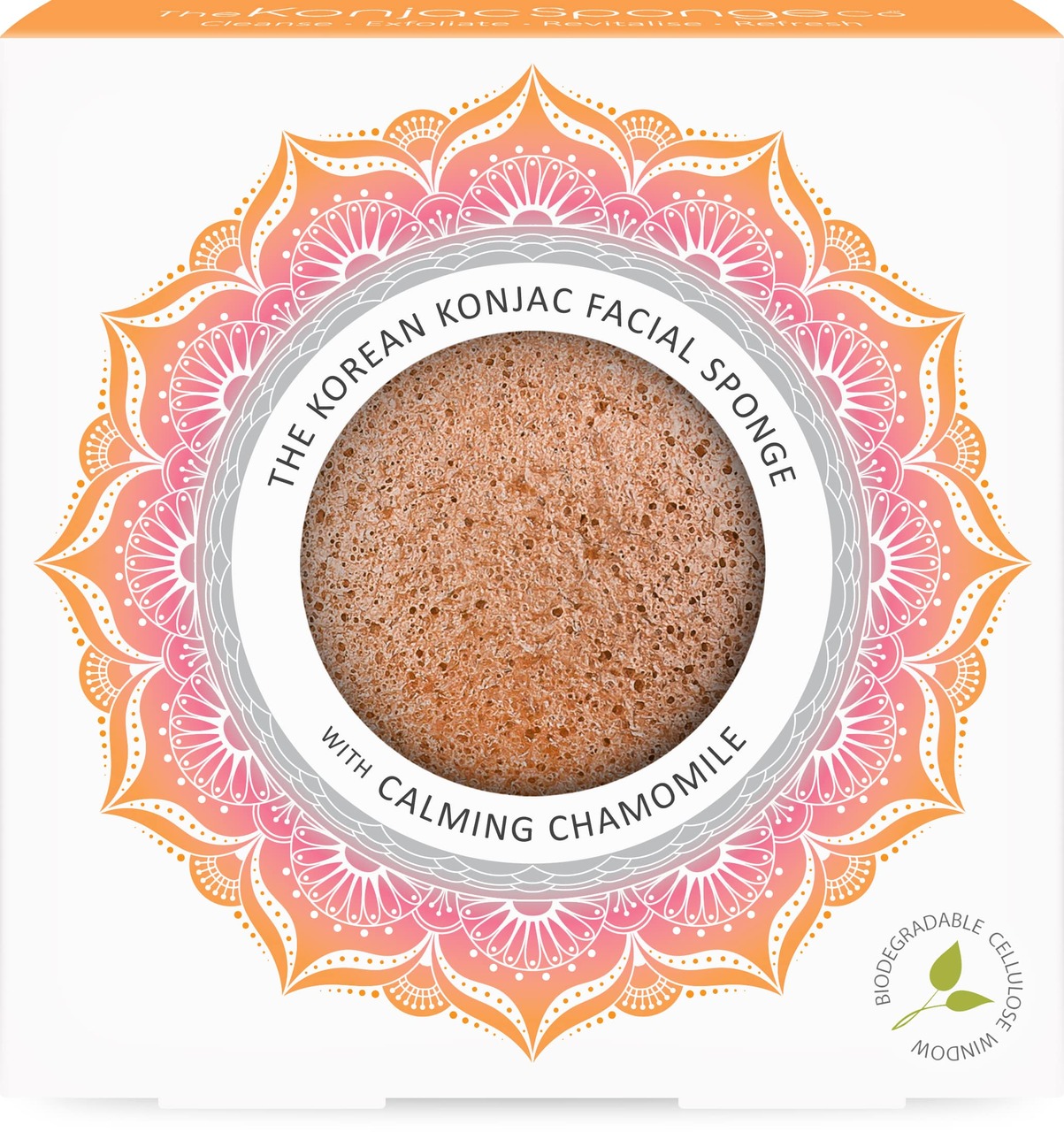 Konjac Facial Sponge | Calming for Irritated and Sensitive Skin | Chamomile & Pink Clay
