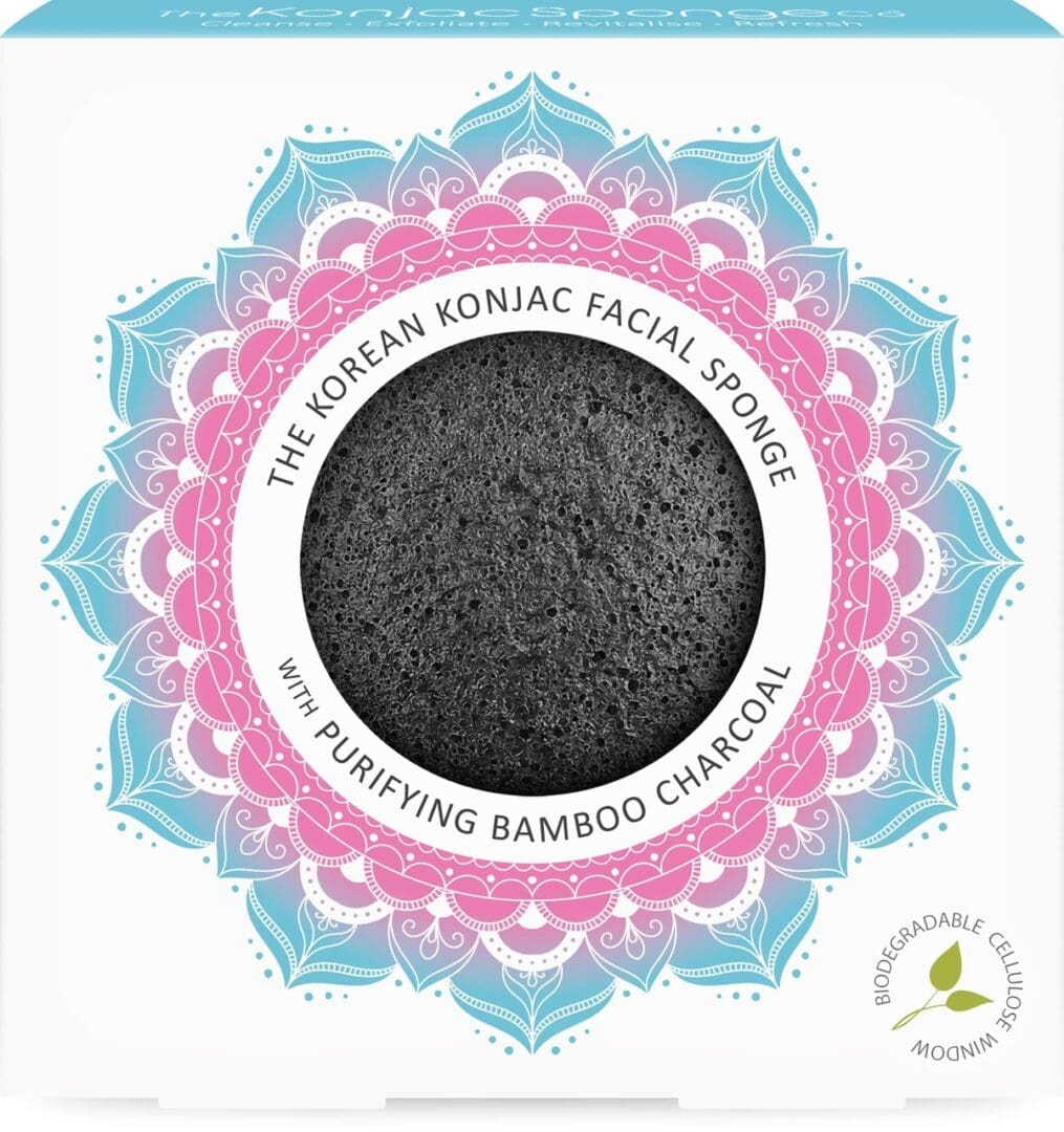 Konjac Facial Sponge | Purifying for Problematic, Spot-Prone Skin | Bamboo Charcoal