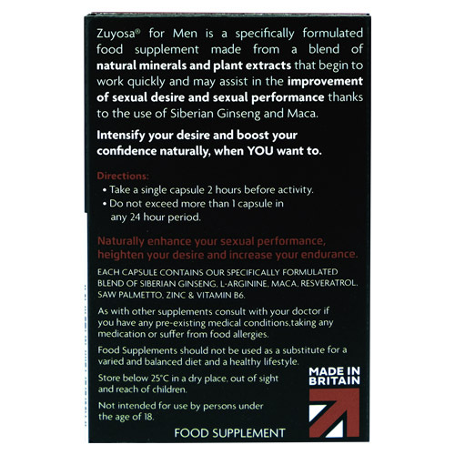 Zuyosa® Vitality Capsules | Male Sexual Health | Rear