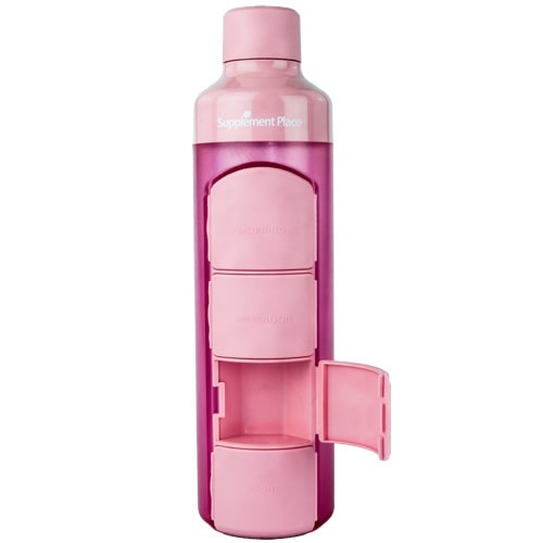 YOS Bottle | 375ml water bottle with open compartment capsules dispenser | Pink