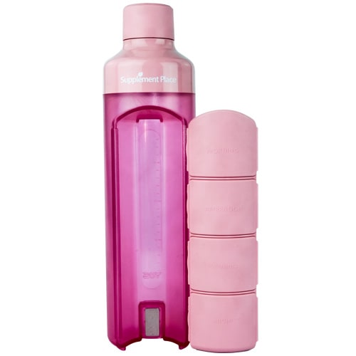 YOS Bottle | 375ml water bottle with compartment capsules dispenser removed | Pink