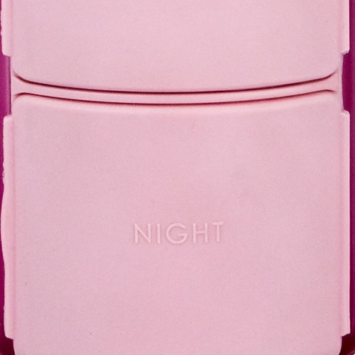 YOS Bottle | 375ml water bottle with close up of night compartment capsules dispenser | Pink