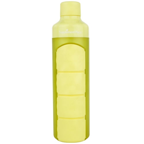 YOS Bottle | 375ml water bottle with 4-compartment capsules dispenser | Yellow