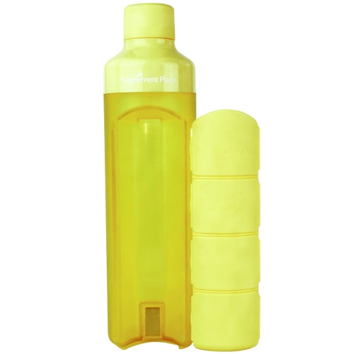 YOS Bottle | 375ml water bottle with compartment capsules dispenser removed | Yellow