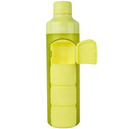YOS Bottle | 375ml water bottle with open compartment capsules dispenser | Yellow