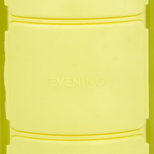 YOS Bottle | 375ml water bottle with close up of evening compartment capsules dispenser | Yellow