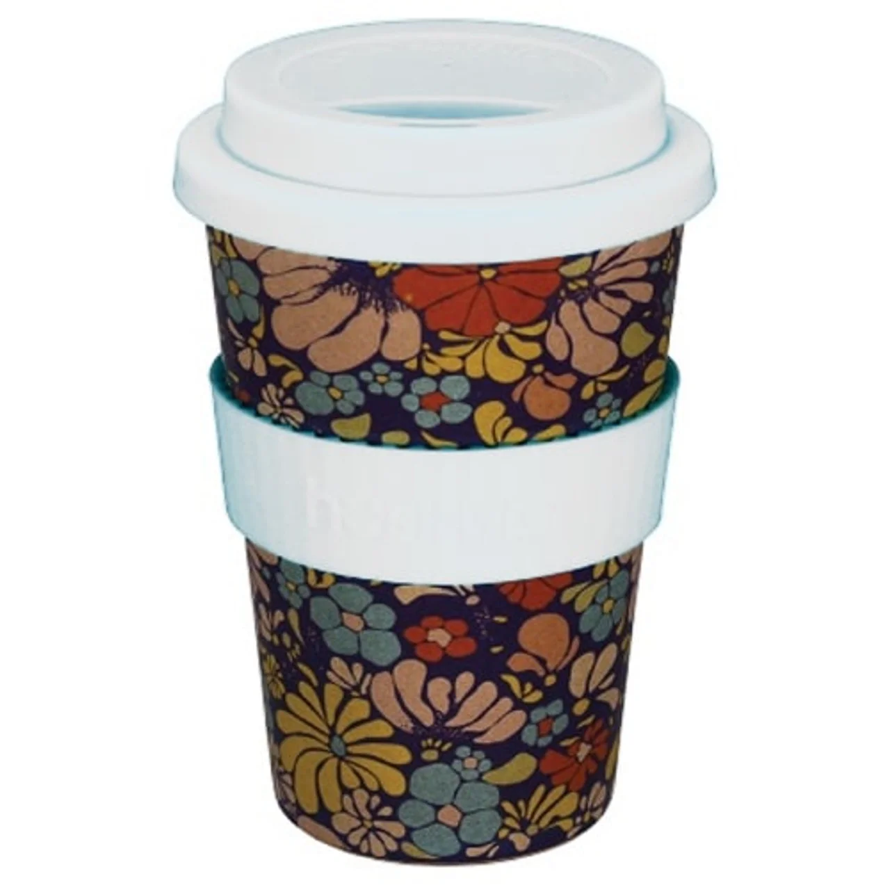 Huskup Flower Medley Rice Husk Cup | 12oz | White Lid and Sleeve