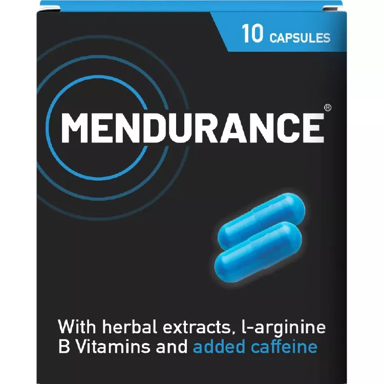 Mendurance Men's Health Supplement 10 Capsules. Box front.