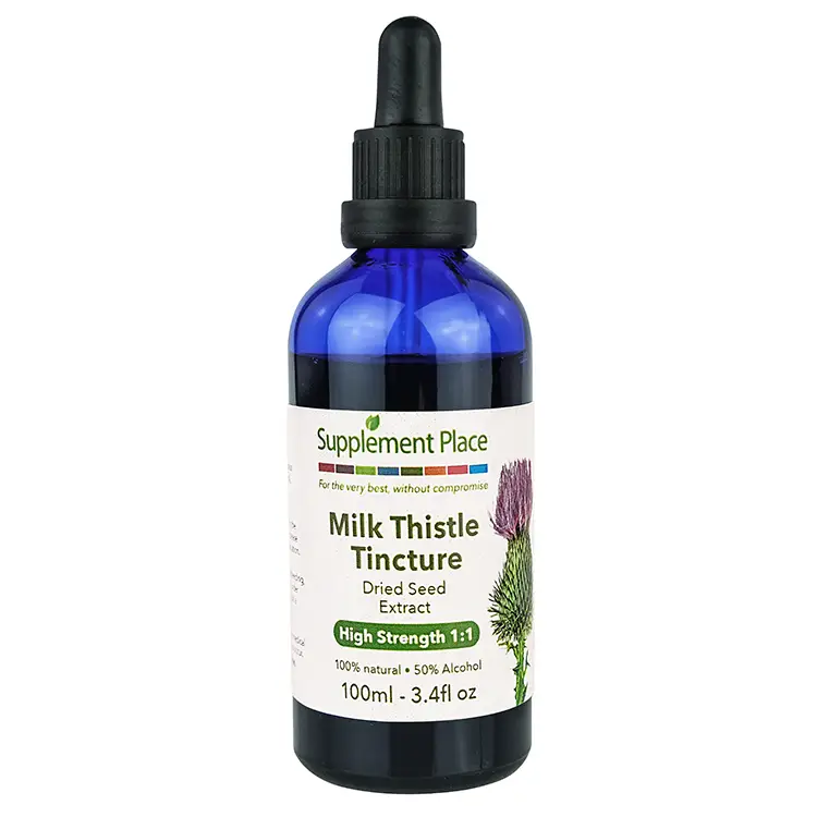 Milk Thistle Tincture. Dried seed extract, high strength 1:1, 50% alcohol. 100ml Bottle