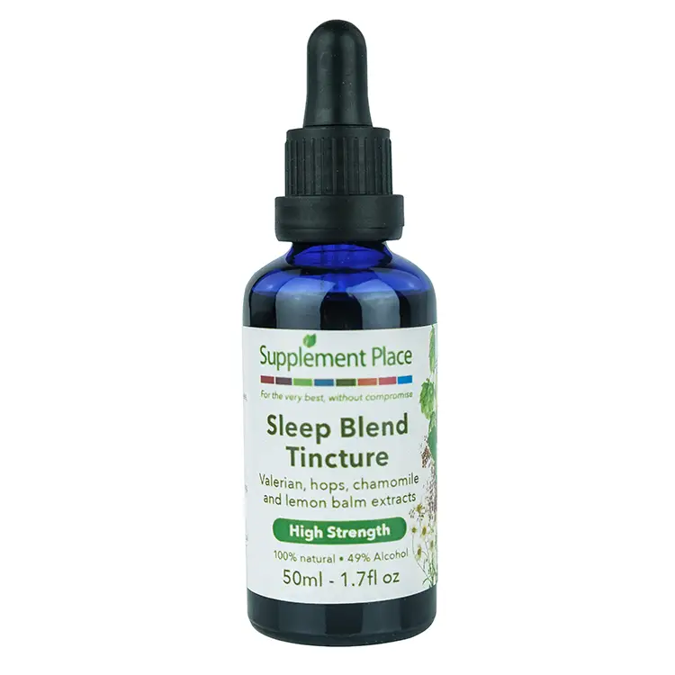 Sleep Blend Tincture. Valerian. hops, chamomile and lemon balm extract. High Strength, 49% alcohol. 50ml Bottle