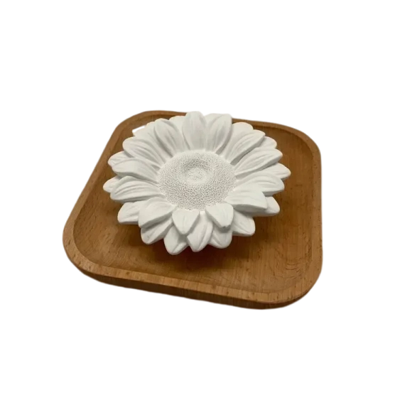 Astelia passive flower diffuser. Ceramic flower on wooden base for use with essential oils.