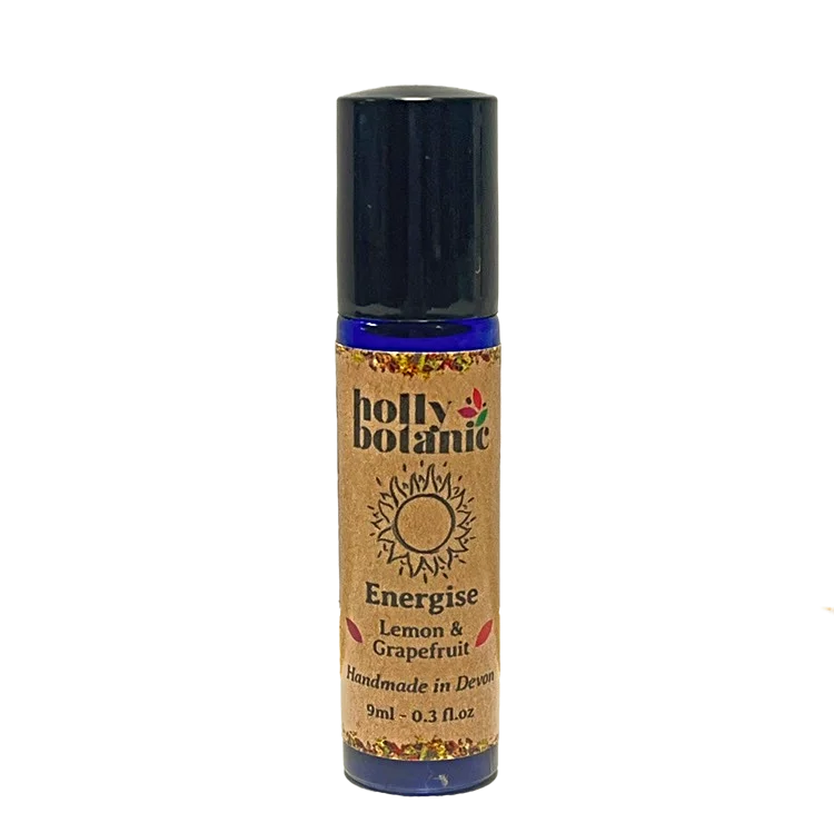 Energise pulse point oil by Holly Botanic. Essential oils blended with sunflower oil to invigorate and energise.