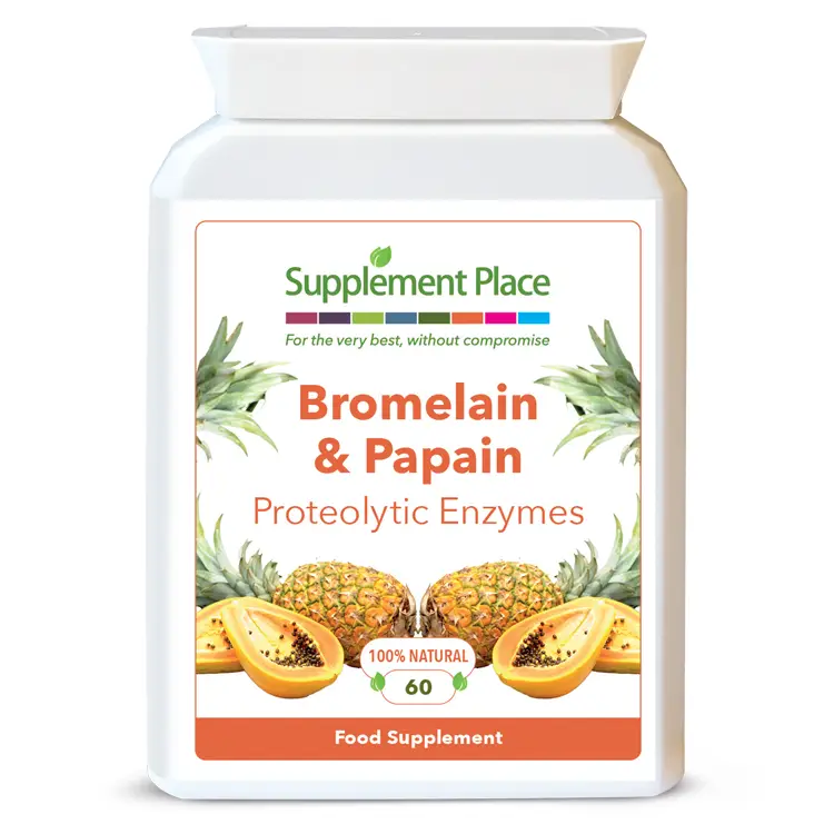 Bromelain & Papain Proteolytic Enzyme capsules, pot front