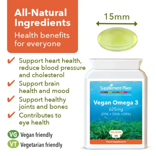 Omega 3, Vegan Capsules Benefits Image.