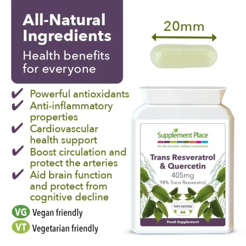 Trans Resveratrol & Quercetin Capsules Benefits Image.