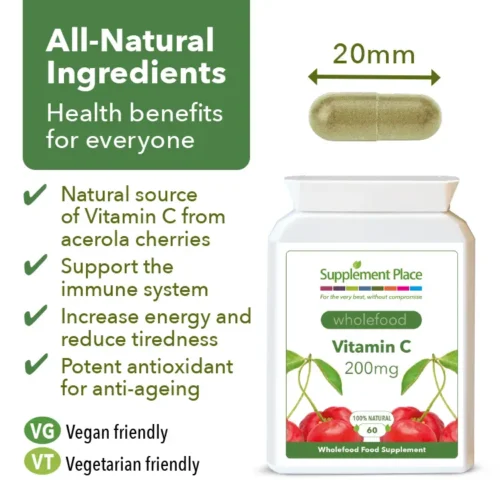 Wholefood Vitamin C Capsules Benefits Image.